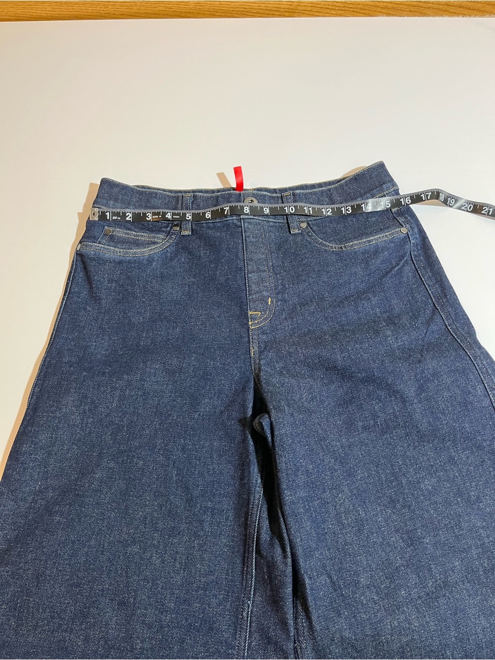 Spanx Wide Leg Jeans Women Large Indigo Dark Wash Pull On Stretch 20547R Boho - Picture 9 of 12